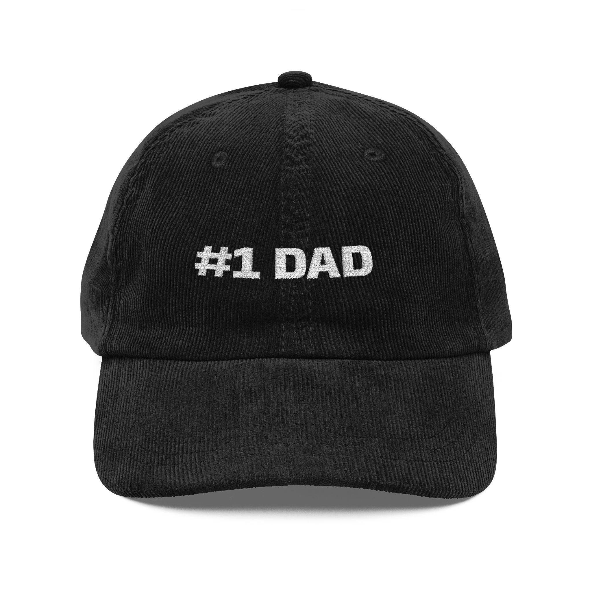 #1 Dad Embroidered Corduroy Cap — Vintage Rust Baseball Hat for Father's Day