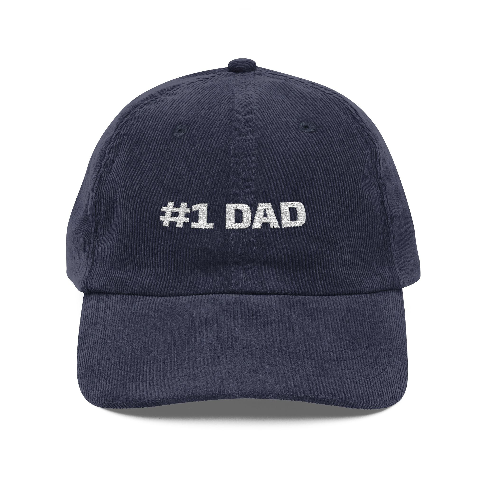 #1 Dad Embroidered Corduroy Cap — Vintage Rust Baseball Hat for Father's Day