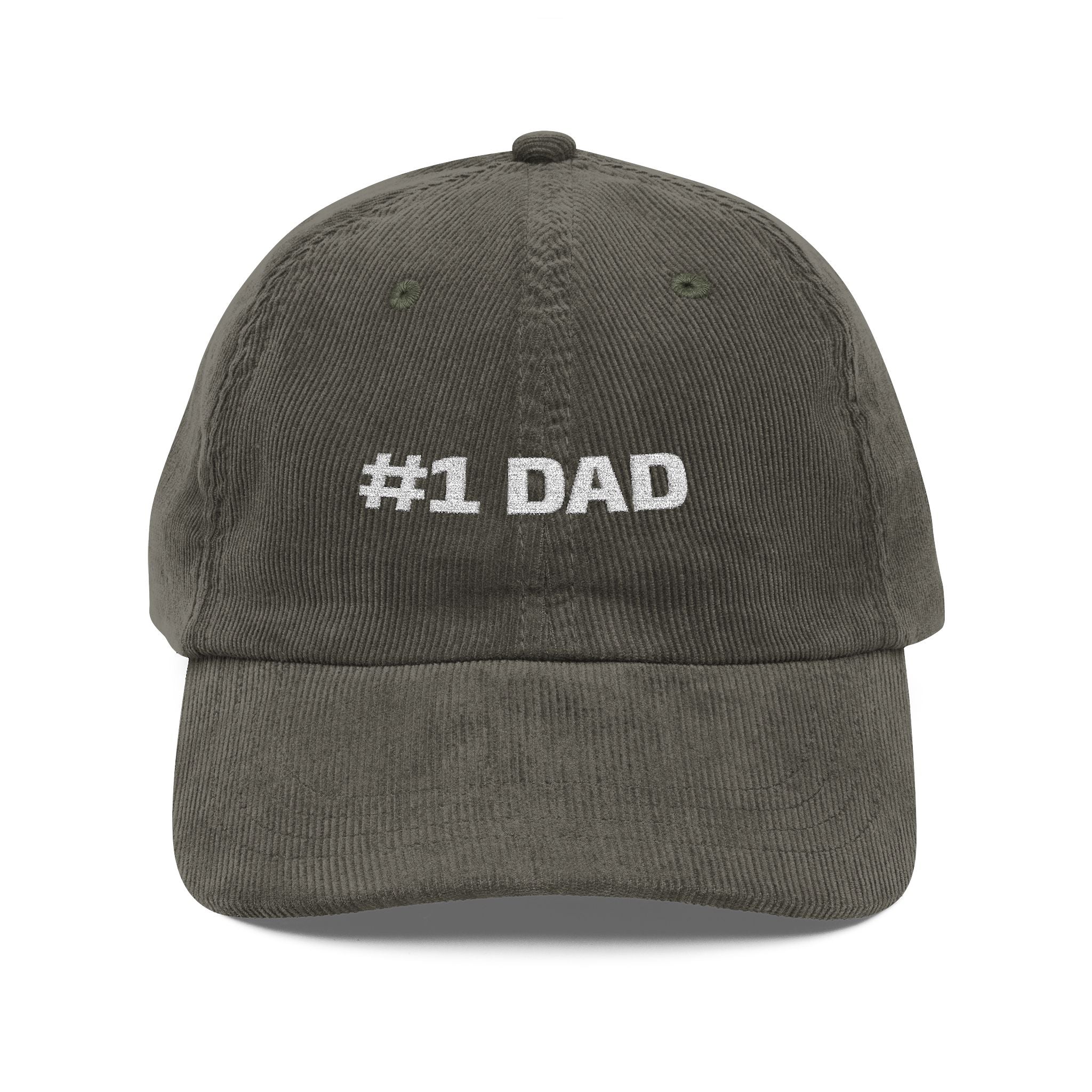 #1 Dad Embroidered Corduroy Cap — Vintage Rust Baseball Hat for Father's Day